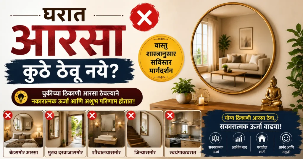 mirror direction as per vastu in marathi